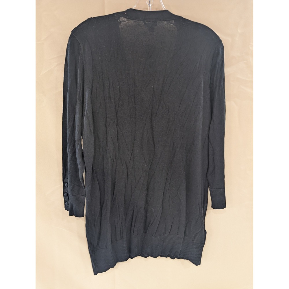 Ann Taylor Black V-Neck Button Detail Shoulder Tab Knit Sweater XL - Picture 6 of 7